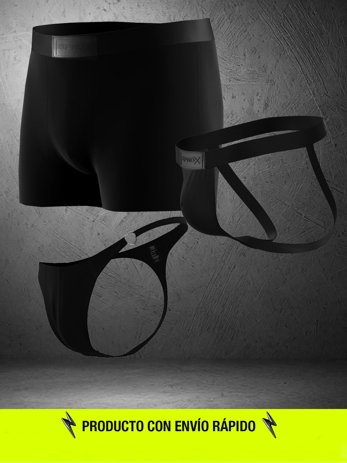 Pack Esenciales 05 (Boxer-Jockstrap-Tanga con hebilla corazón)